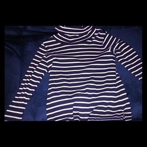 Pima Cotton Tee, Long-Sleeve Cowlneck Stripe